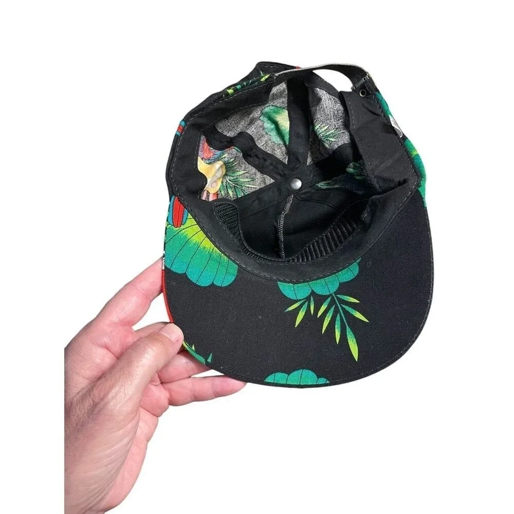 Vintage Breckenridge Colorado Hat Mens Black Tropical Parrot Floral USA‎